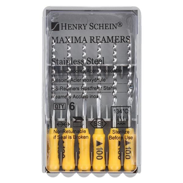 Maxima Hand Reamer 25 mm Size 100 Stainless Steel 6/Bx