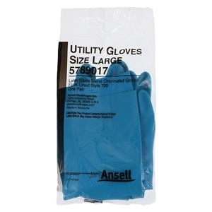 Ansell Rubber Utility Gloves Large Blue 12Pr/Bg