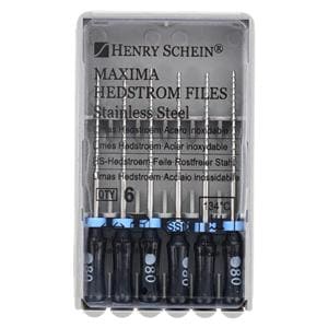 Maxima Hand Hedstrom Files 25 mm Size 80 Stainless Steel Black 6/Bx