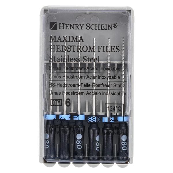 Maxima Hand Hedstrom Files 25 mm Size 80 Stainless Steel Black 6/Bx