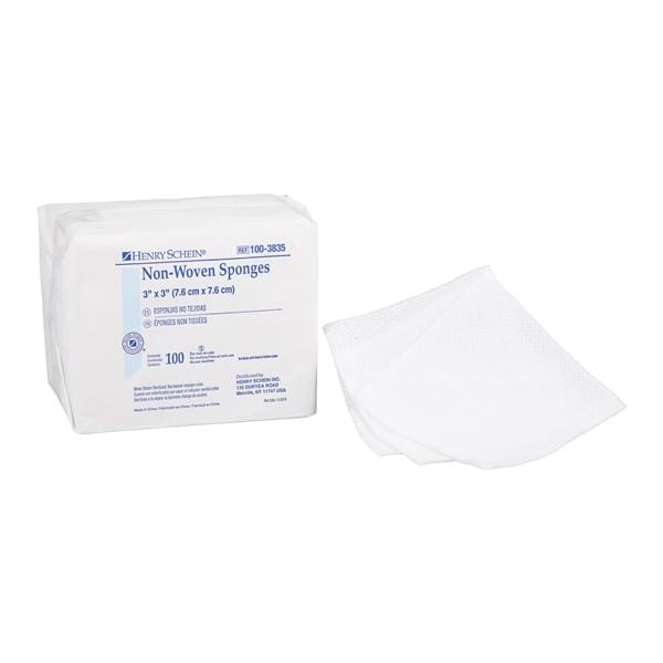 100% Cotton Non-Woven Sponge 3x3" 4 Ply Non-Sterile Square LF