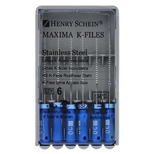 Maxima Hand K-File 25 mm Size 30 Stainless Steel Blue 6/Bx