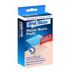 2nd Skin Moist Hydrogel Burn Pad 2x3" Sterile Pad Blue Tint Non-Absorbent