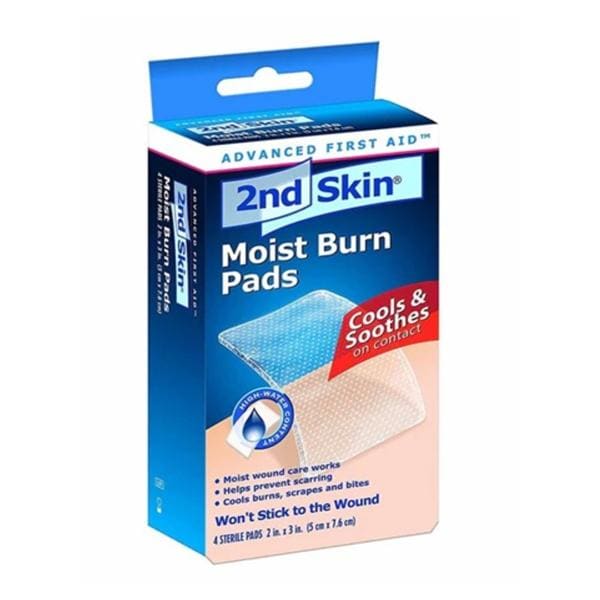 2nd Skin Moist Hydrogel Burn Pad 2x3" Sterile Pad Blue Tint Non-Absorbent
