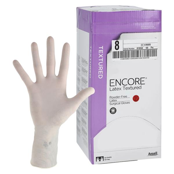 ENCORE Latex Textured Latex Surgical Gloves 8 Natural 50Pr/Bx