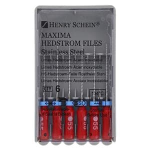 Maxima Hand Hedstrom Files 21 mm Size 55 Stainless Steel Red 6/Bx