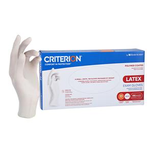 Criterion Polymer Coated Latex Exam Gloves X-Small White Non-Sterile 100/Bx