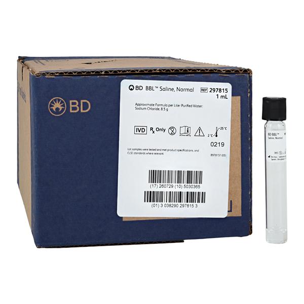 BBL Prepared Solution Saline 1mL Tube 100/Bx