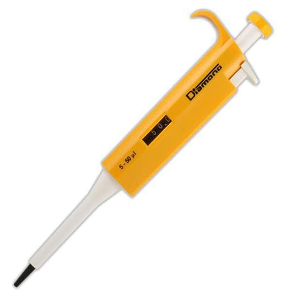 Diamond Adjustable Volume Pipette 5-50uL Graduated Yellow EA