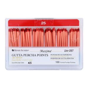 Maxima Hand Rolled Gutta Percha Points Size 25 Red 100/Bx