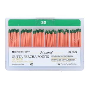 Maxima Hand Rolled Gutta Percha Points Size 35 Green 100/Bx