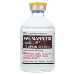 Mannitol Injection 25% 12.5gm/Vl SDV 50mL 25/Package
