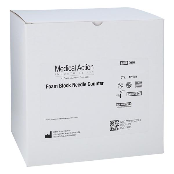 Counter Needle Foam Block/Plastic 10 Count Red Sterile 12x8/Ca