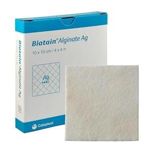 Biatain Calcium Alginate/CMC/Ionic Silver Wound Dressing 4x4" Sterile White