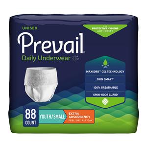 Prevail Incontinence Underwear Unisex 20-34" Moderate White 4x22/Ca