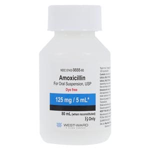 Amoxicillin Oral Suspension 125mg/5mL Dye Free Tutti-Frutti Bottle 80mL