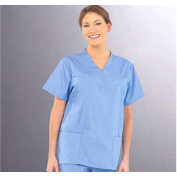 Fashion Poplin Scrub Shirt 2 Pockets Set-In Short Sleeves X-Small Ceil Womens Ea