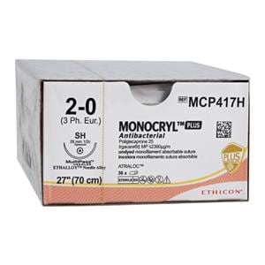 Monocryl Plus Suture 2-0 27" Triclosan/Polyglecaprone 25 Mnflmnt SH Undyd 36/Bx