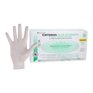 Criterion Aloe + Vitamin E Latex Exam Gloves Medium White Non-Sterile 100/Bx