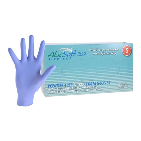 AloeSoft Plus Nitrile Exam Gloves Small Blue Non-Sterile