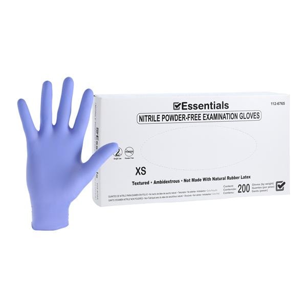 Essentials 200 Nitrile Exam Gloves X-Small Periwinkle Non-Sterile 200/Bx