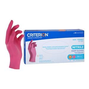 Criterion Aloe + Vitamin E Nitrile Exam Gloves Medium Magenta Pink NS 200/Bx