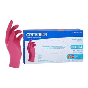 Criterion Aloe + Vitamin E Nitrile Exam Gloves Large Magenta Pink NS 200/Bx