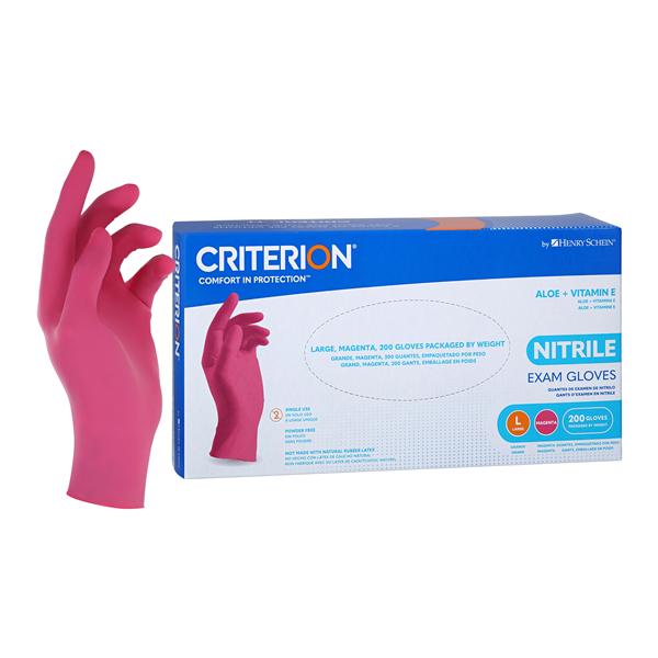 Criterion Aloe + Vitamin E Nitrile Exam Gloves Large Magenta Pink NS 200/Bx