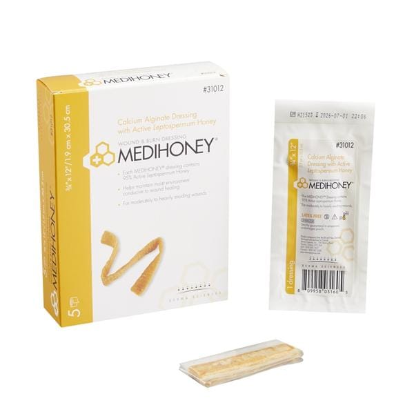 MediHoney Calcium Alginate Rope Dressing 3/4x12" Sterile Orange