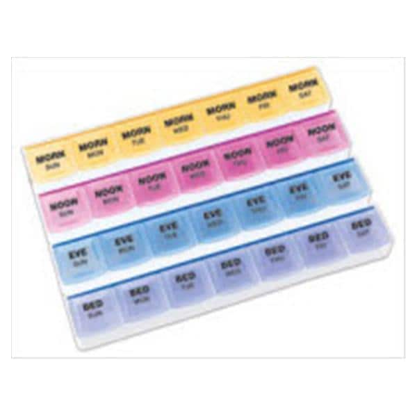 Pill Organizer Plastic Reusable Color Coded Ea