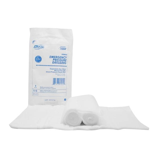 Cotton Emergency Pressure Dressing 4"x4.1yd Sterile Adherent Absorbent