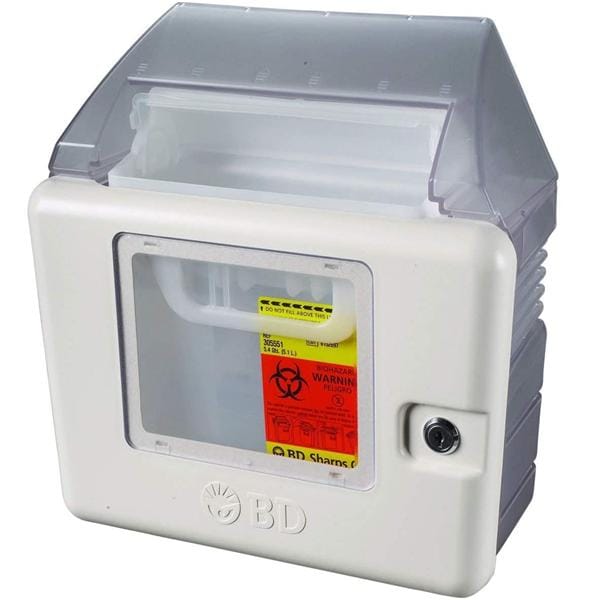 Sharps Cabinet Beige 5-1/4x13-3/4x13-1/2" Locking Plastic For Containers Ea