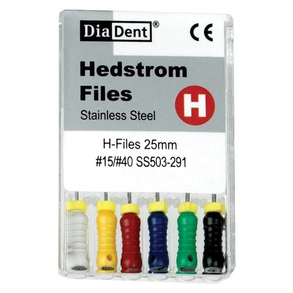 Hand Hedstrom File 21 mm Size 45-80 Stainless Steel Assorted 0.02 6/Pk