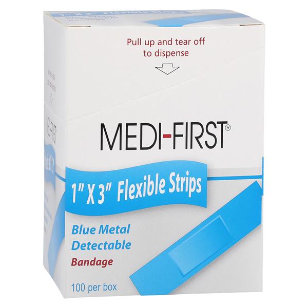 Medi-First Metal Detectable Bandage Woven Fabric 1x3" Blue Sterile 100/Bx