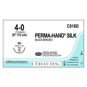 Perma-Hand Suture 4-0 30" Silk Braid SH Black 12/Bx