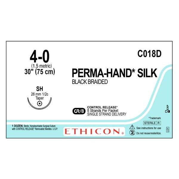 Perma-Hand Suture 4-0 30" Silk Braid SH Black 12/Bx