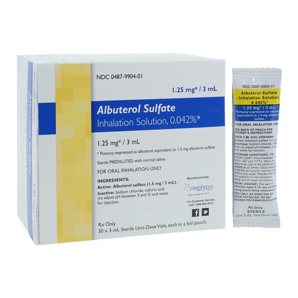 Albuterol Sulfate Inhalation Solution 0.042% Vial 3mL 30/Package