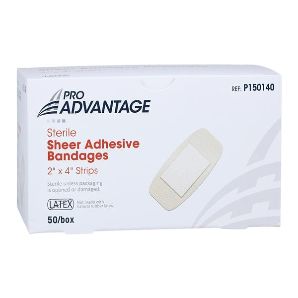 Pro-Advantage Adhesive Bandage Sheer 2x4" Tan Sterile 50x12/Ca