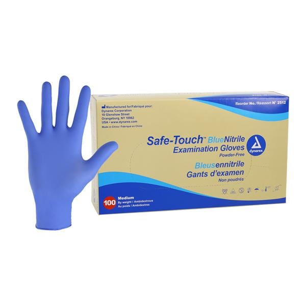 SafeTouch Nitrile Exam Gloves Medium Blue Non-Sterile 1000/Ca