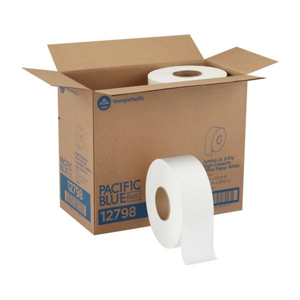 Pacific Blue Basic Jumbo Junior Toilet Tissue White 2 Ply 8Rl/Ca