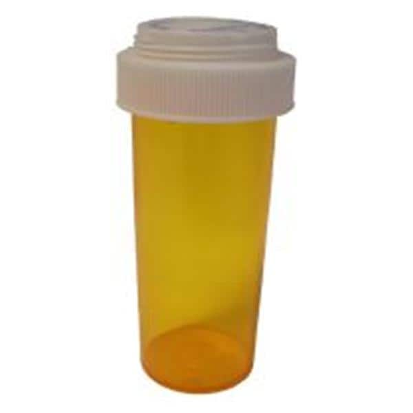Medicine Vial Plastic 8 Dram Amber Reusable 50/Pk