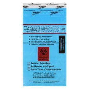 Speci-Gard Biohazard Bag Blue Press n Close/Liquid Tight With 2 Pockets 1000/Ca