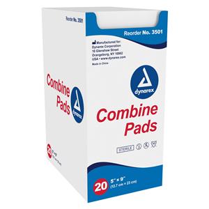 Fluff Filled ABD Combine Pad 5x9" Sterile Non-Woven Outer, 20 BX/CA