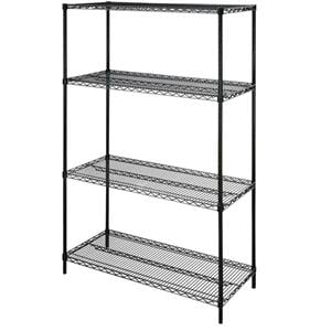 4-Tier Wire Steel Starter Shelving Unit 4 Shelves/4Posts Black Ea