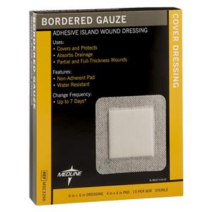 Cotton Island Dressing 6x6" Sterile Adhesive Not Made With Natural Rubber Latex, 150 EA/CA