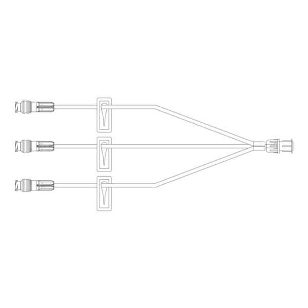 IV Extension Set Needleless 4-1/2" 3 Injection Sites Fixed Male Luer Lock 100/Ca