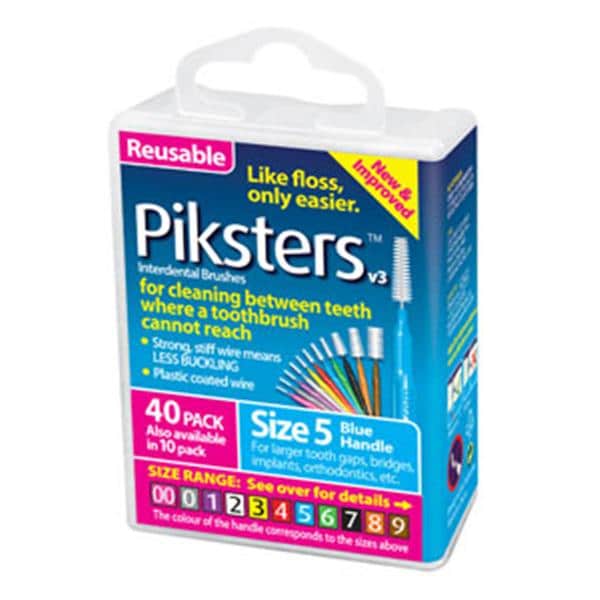 Piksters Interdental Brush Size 5 Blue Bulk Pack 40/Bx, 10 BX/CA