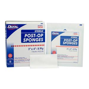 Woven Gauze Post-Op Sponge 3x4" 8 Ply Sterile Cellulose LF