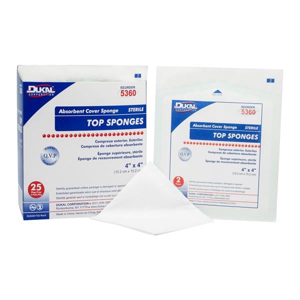 Rayon/Polyester Blend Top Sponge 4x4" Sterile Cellulose Liner/Non-Woven LF