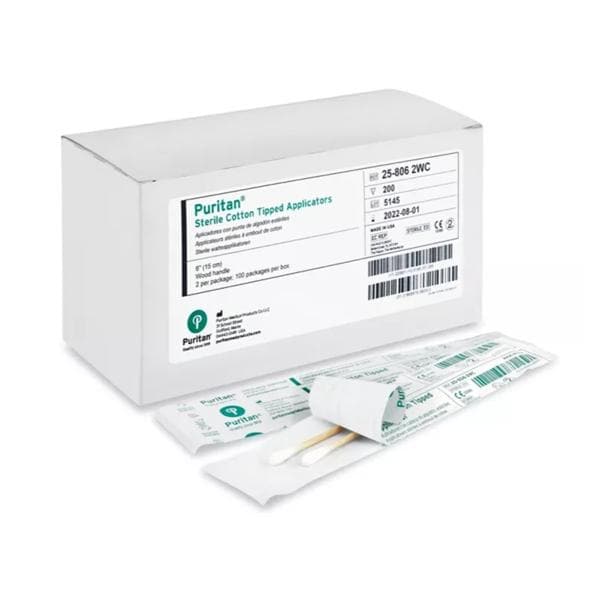 Pur-Wraps Applicator 6 in Rigid Wood Shaft Sterile 200/Bx, 10 BX/CA
